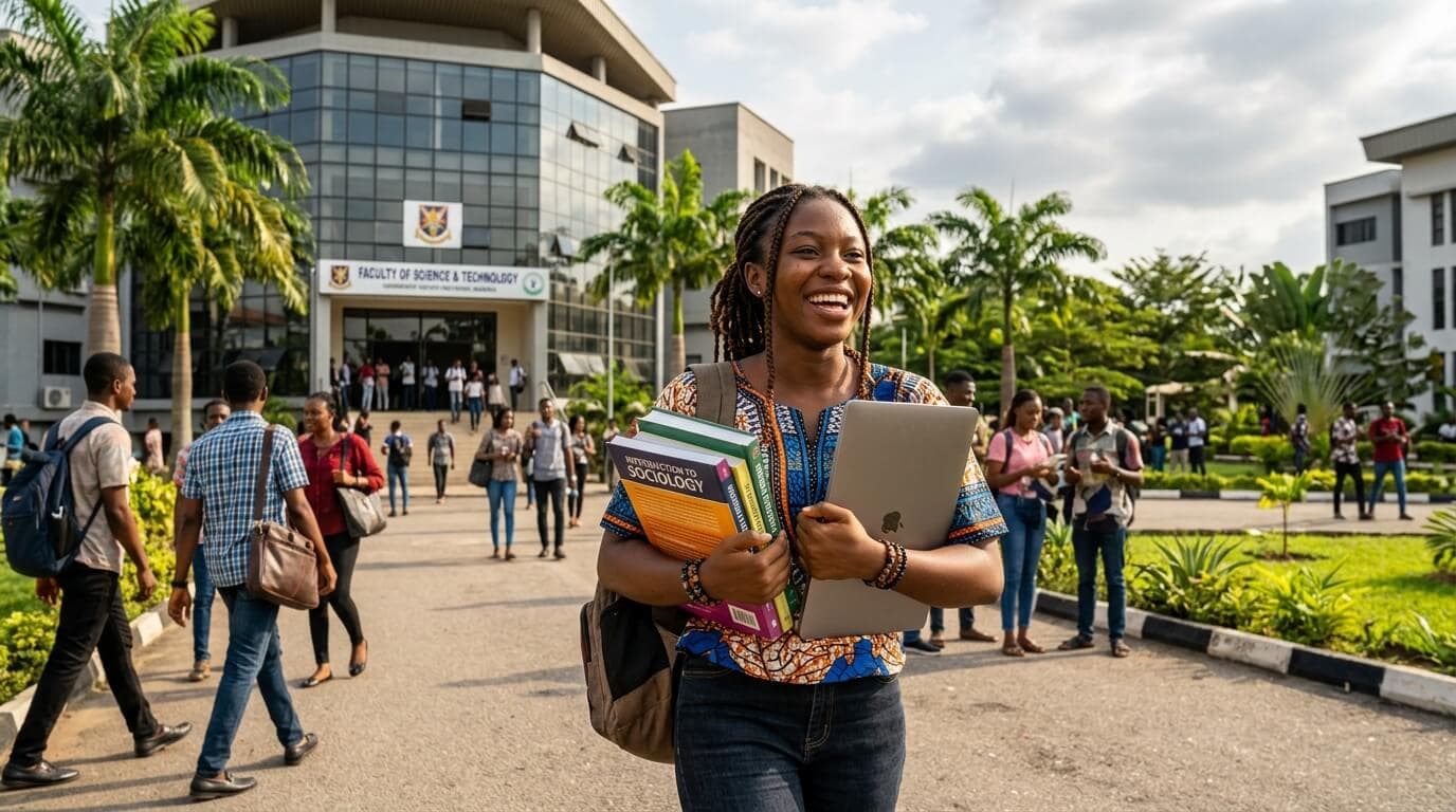 Nigerian undergraduate student on campus